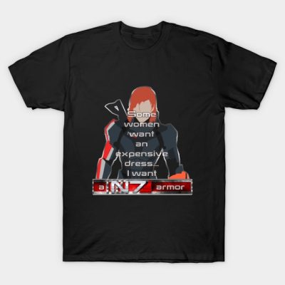 I Want A N7 Armor Femshep T-Shirt Official Mass Effect Merch