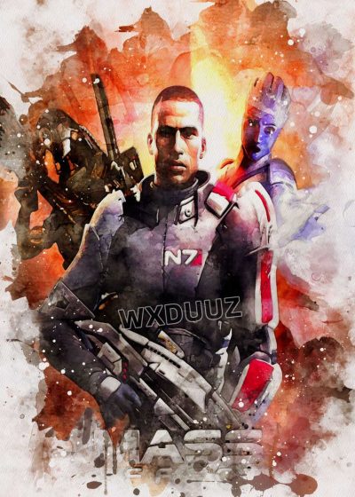 Mass Effect 3 Hot Shooting Action Game Wall decor poster Home Room Decoration Living Retro Watercolor 5 - Mass Effect Store