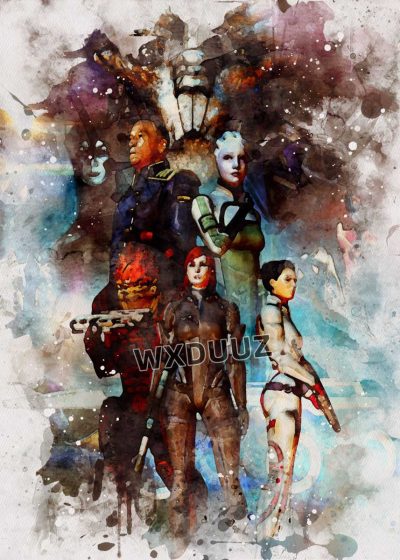 Mass Effect 3 Hot Shooting Action Game Wall decor poster Home Room Decoration Living Retro Watercolor 8 - Mass Effect Store