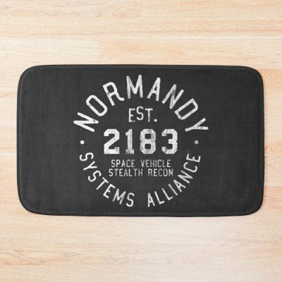 Ssv Normandy Athletic Shirt | Mass Effect Athletic Style | White Print Bath Mat Official Mass Effect Merch