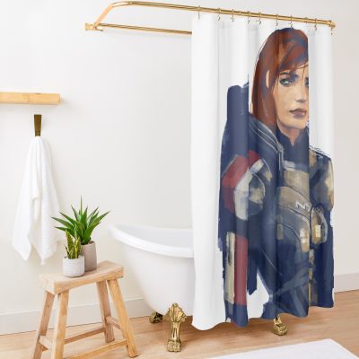 Femshep From Mass Effect Shower Curtain Official Mass Effect Merch